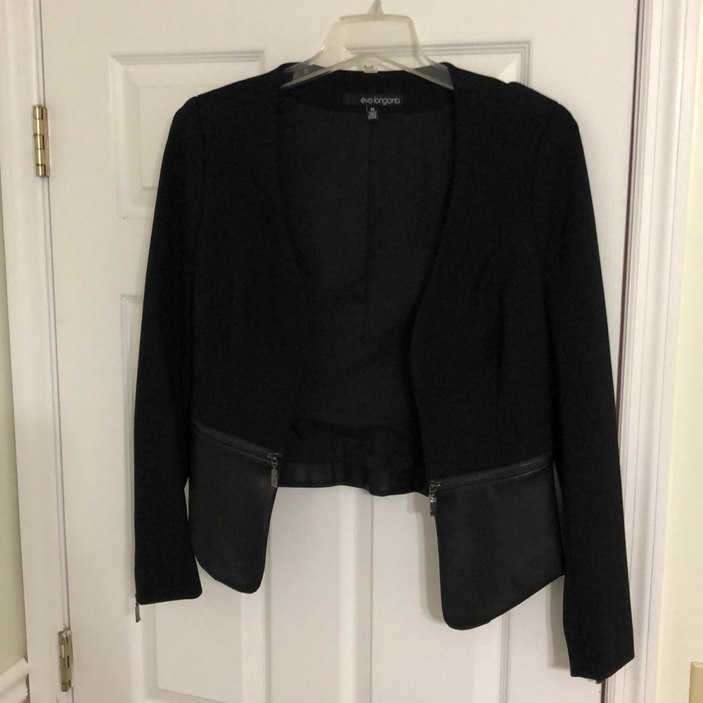 Black Blazer w/Leather Trim